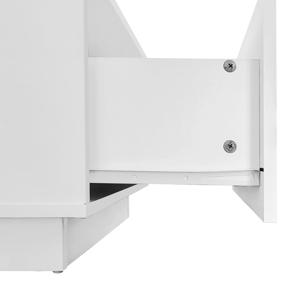 Tavolino da Caff¨¨ con LED, Cassetti e Vetro ¨C MINIMAL ¨C Bianco 100x50x35,5 cm