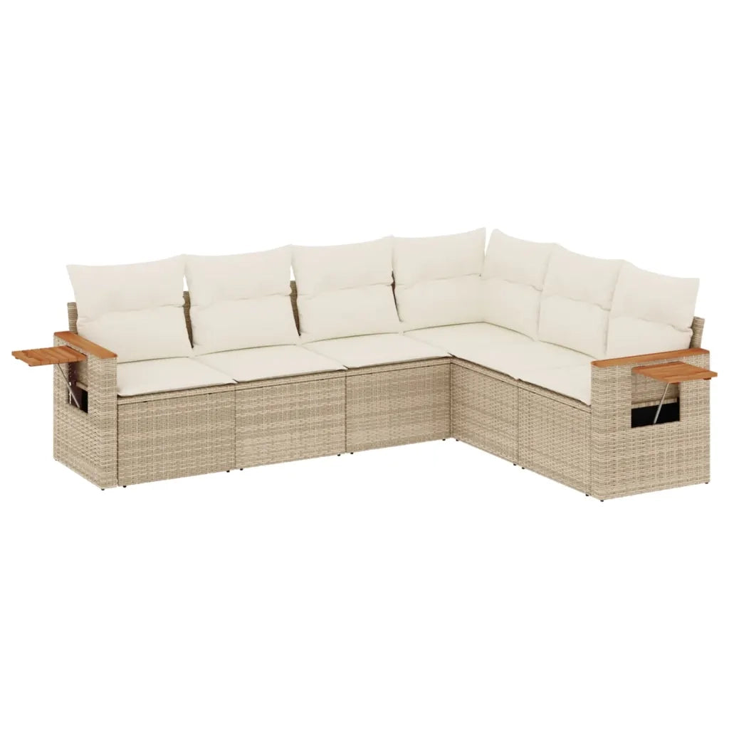Set Divano da Giardino 6 pz con Cuscini Beige in Polyrattan 3259244
