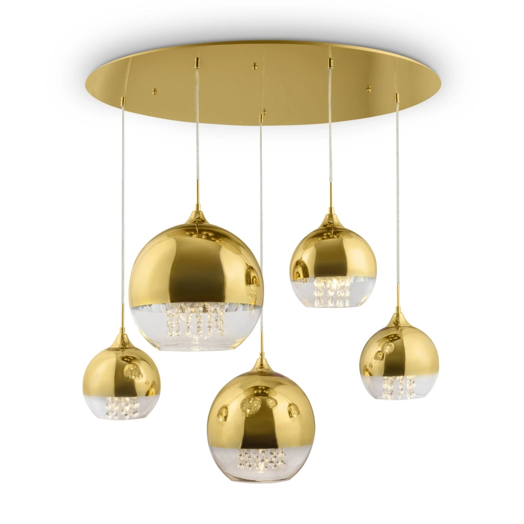 Maytoni Lampadario contemporaneo Fermi 5 luci E27 oro metallo vetro