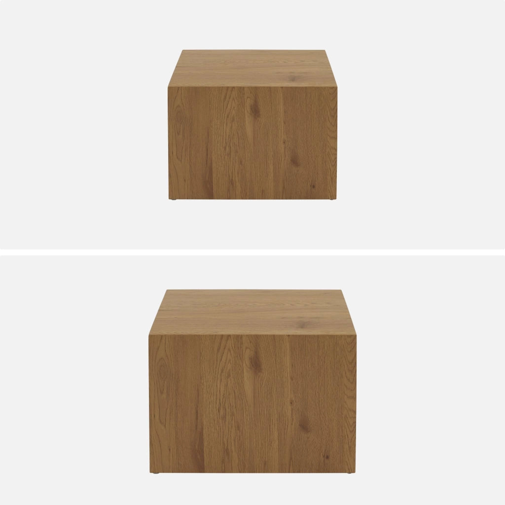 Set di 2 tavolini quadrati effetto frassino, marrone naturale