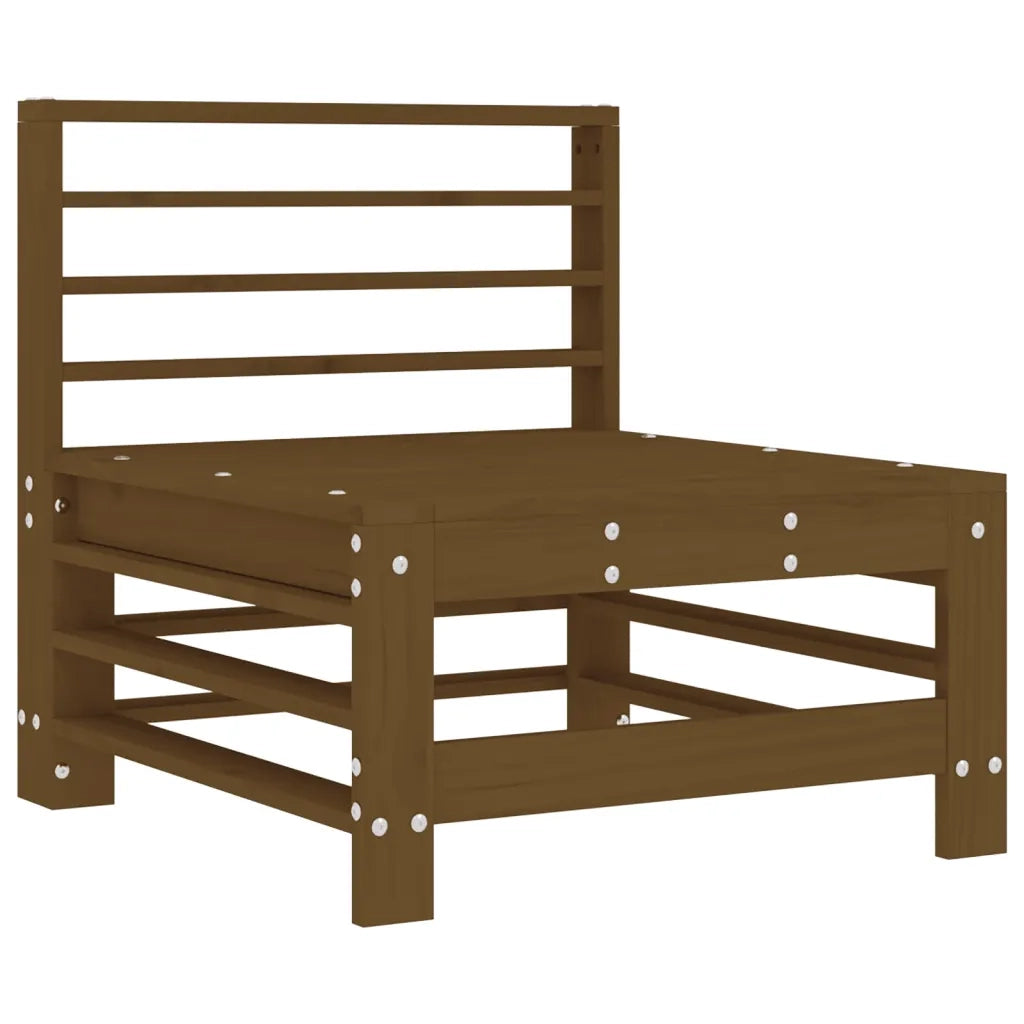 Divano Centrale con Cuscini-Sofa Modulare-Divanetto Marrone Ambra Legno Massello Pino 711873
