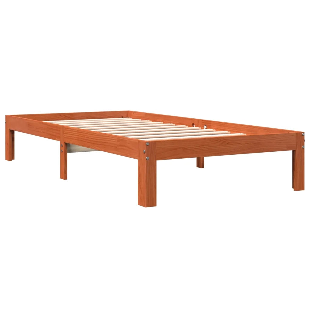 Letto senza Materasso-Struttura Letto Marrone Cera 100x200 cm in Legno di Pino 127958