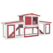Conigliera per Esterni Grande Rossa e Bianca 201x45x85cm Legno CFW6122029