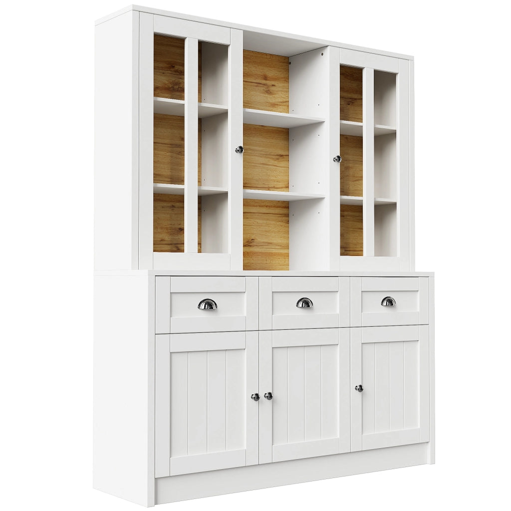 Hochschrank moderno bianco con ante in acrilico e vano contenitore a più ripiani