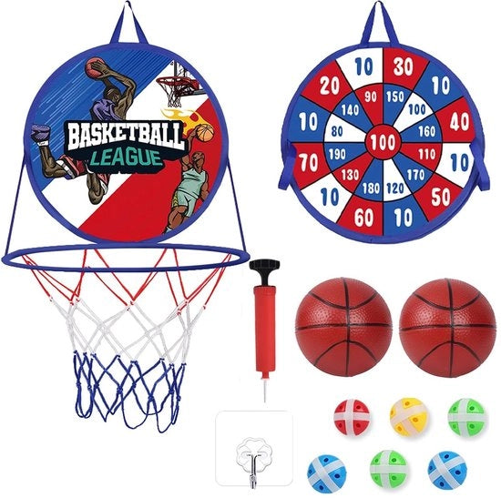 Pallacanestro 2-in-1 - Tabellone Pallacanestro - Ripiegabile - Adatto per dentro/fuori - Incluso pallone da basket - Facile da ripiegare - Gioco da lanciare
