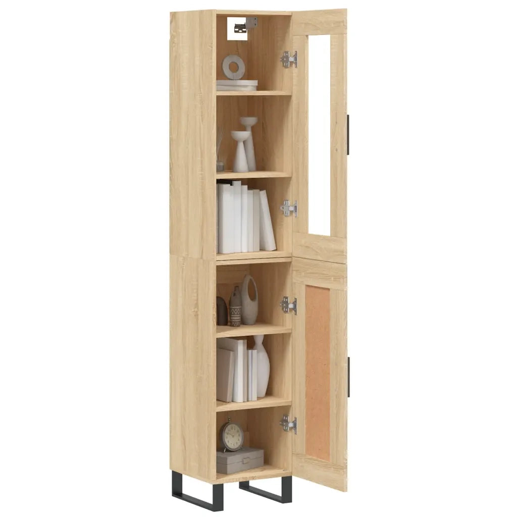 Credenza-Buffet-Armadio da cucina Rovere Sonoma 34,5x34x180 cm in Legno Multistrato 915992