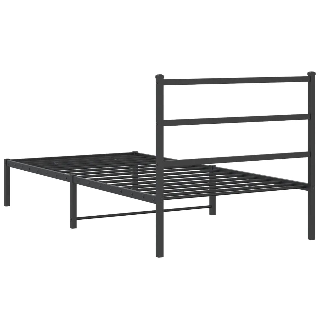 Letto singolo | Letto per adulti | Giroletto con Testiera in Metallo Nero 107x203 cm