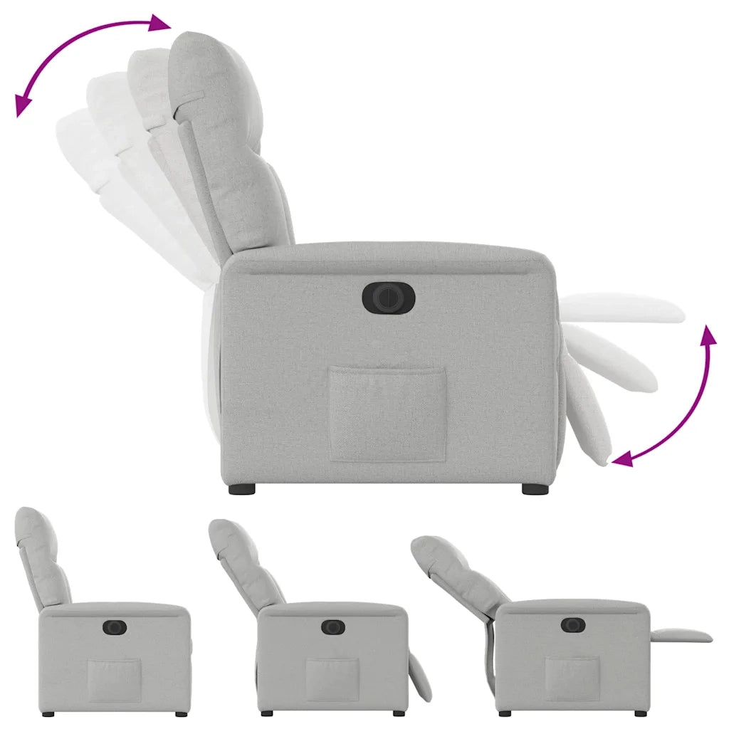 Poltrona | Sedia Relax Elettrica Reclinabile Grigio Nuvola in Tessuto
