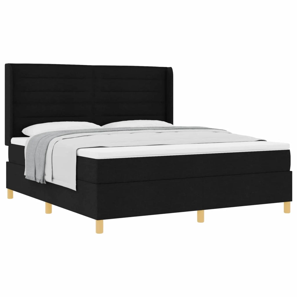 Letto a molle con materasso Nero 180 x 200 cm Tessuto