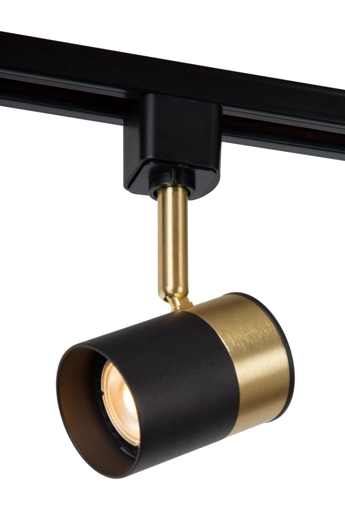 Faretto su binario orientabile nero-oro GU10 Lucide