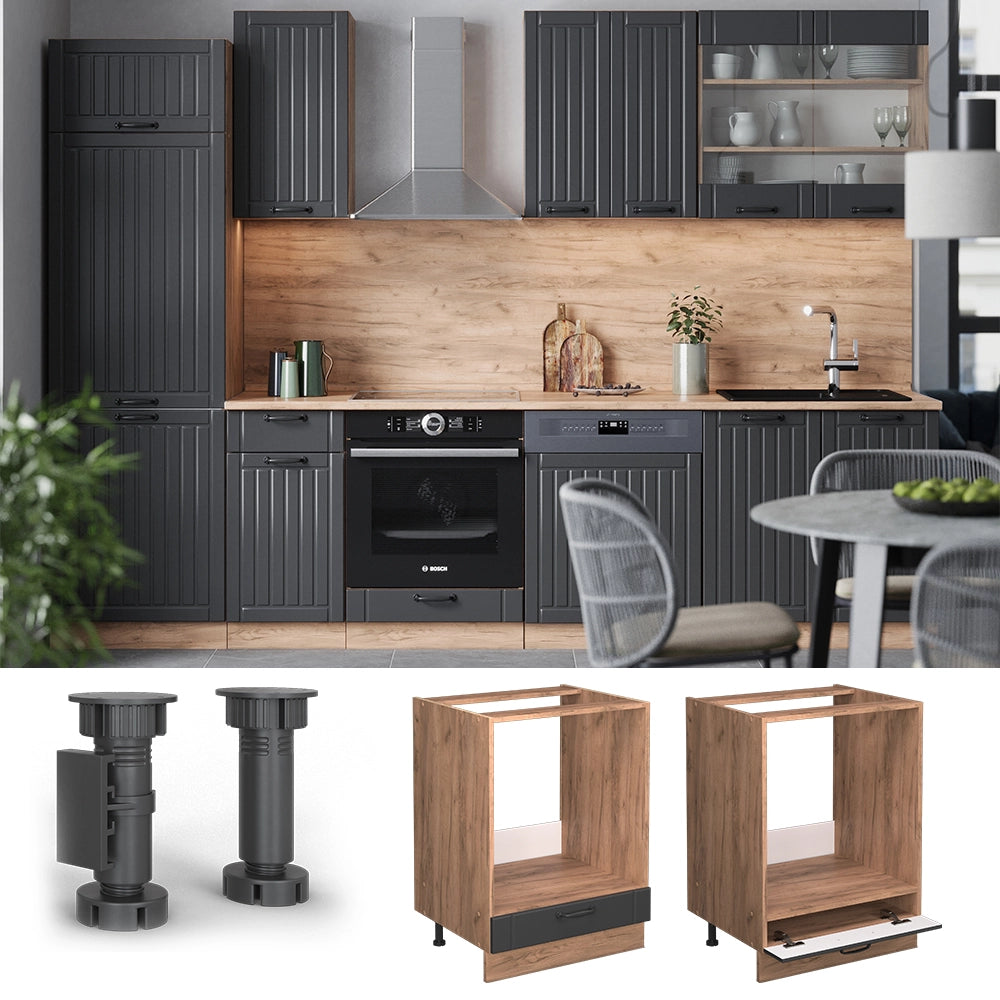 Vicco Mobile per forno da incasso Grigio scuro 60 cm senza piano di lavoro