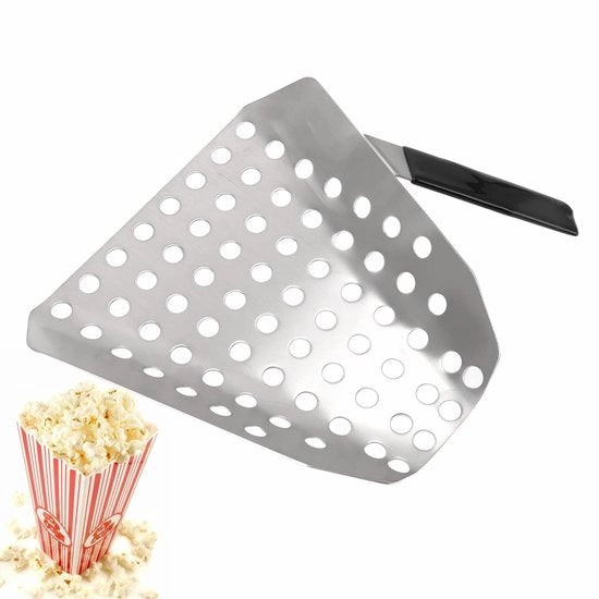 Spazzola per Popcorn in Acciaio Inossidabile - Design Ergonomico - Forata - Punta a Cono - Accessori Cucina - Dimensioni 192 x 190 x 120 mm - Spazzola
