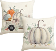 Set di 2 coprisacco per autunno con foglie e zucche - 45 x 45 cm