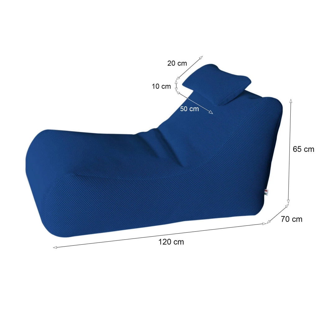 Pouf ??hck, Poltrona multiuso, Poltroncina sacco, Pouf poggiapiedi, Made in Italy, 70x120 h65 cm, Blu