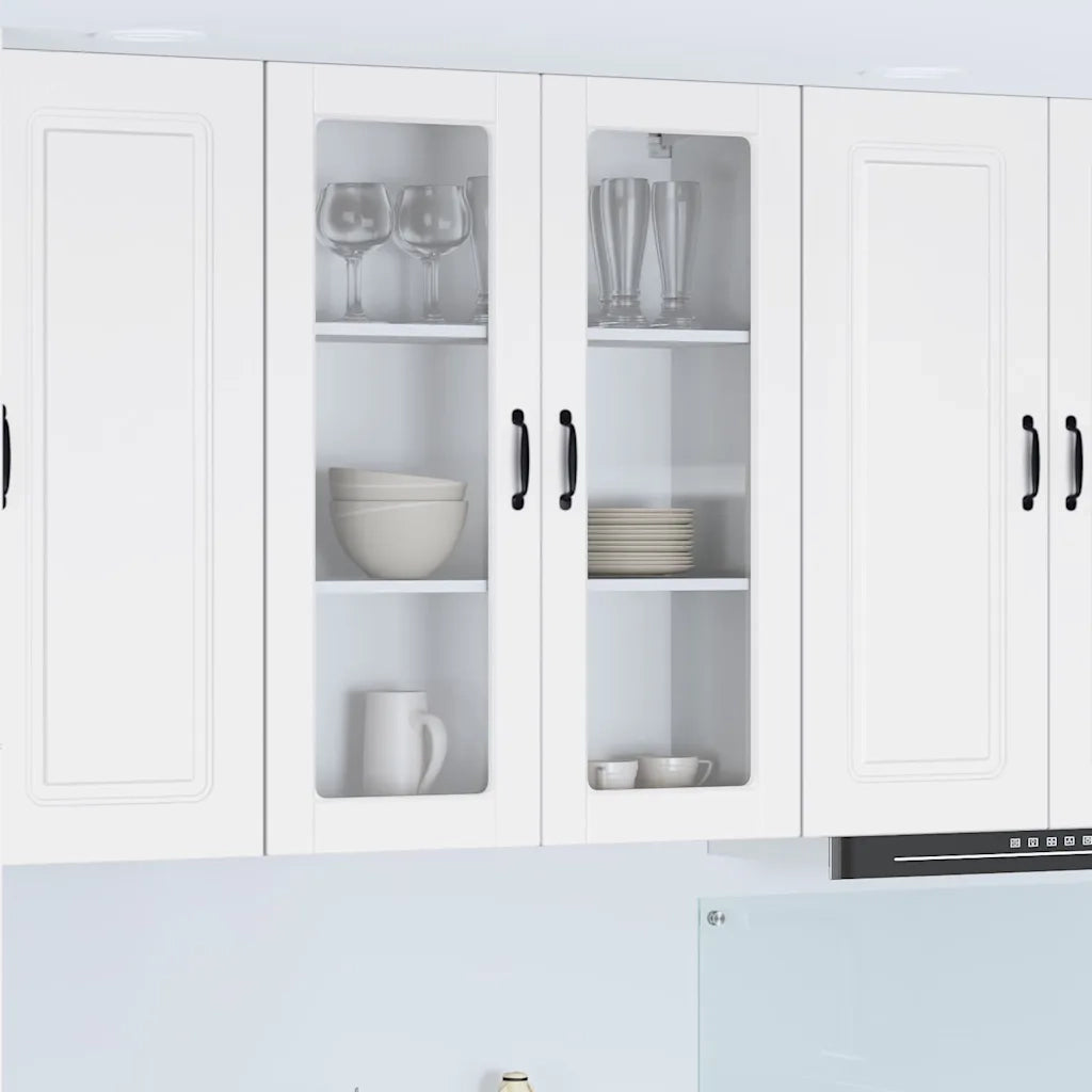 Pensile da cucina | Mobile in vetro da parete PORTO Bianco 80 x 31 x 100 cm