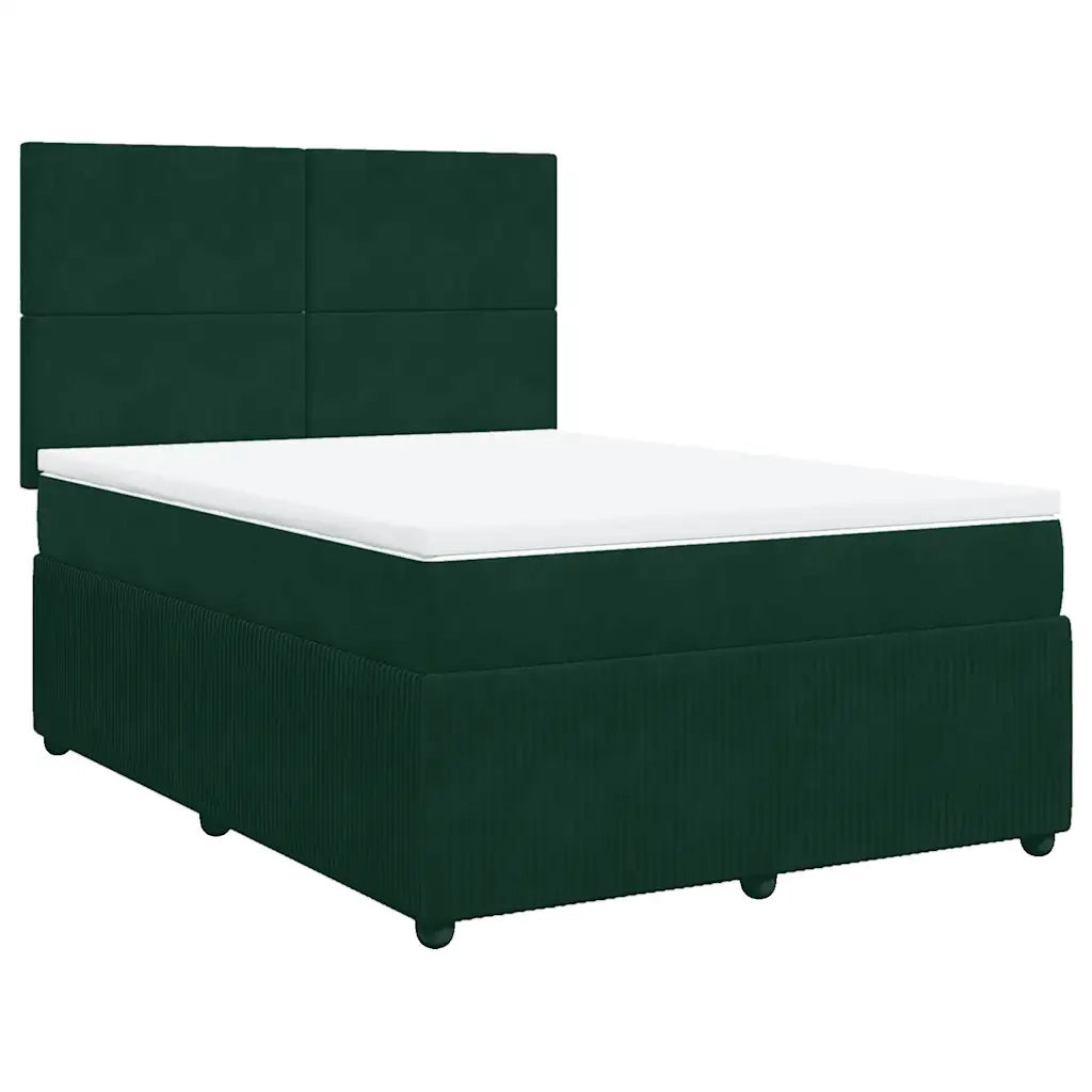 Giroletto a Molle con Materasso Verde Scuro 160x200 cm Velluto