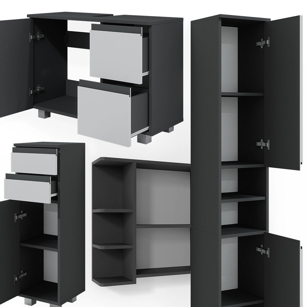 Vicco Set mobili bagno Antracite 4 parti