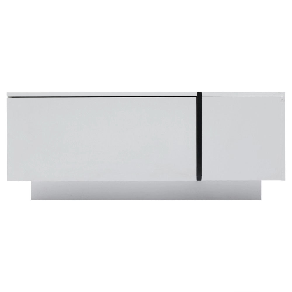 Tavolino da Caff¨¨ Quadrato con 4 Cassetti e Piano Scorrevole ¨C MINIMAL ¨C Bianco Lucido 100x60x40