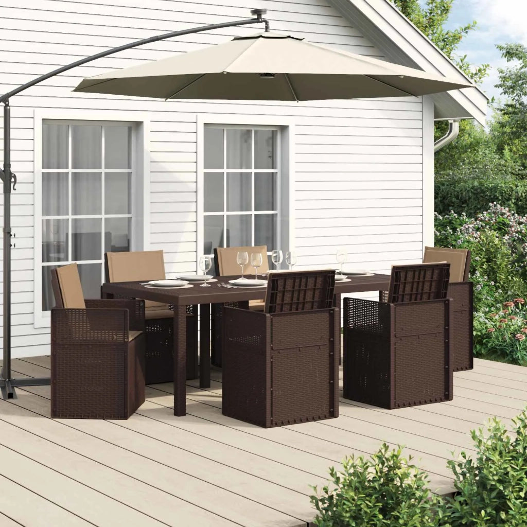 Set da Pranzo per Giardino 7 pcs Marrone e Tortora PP