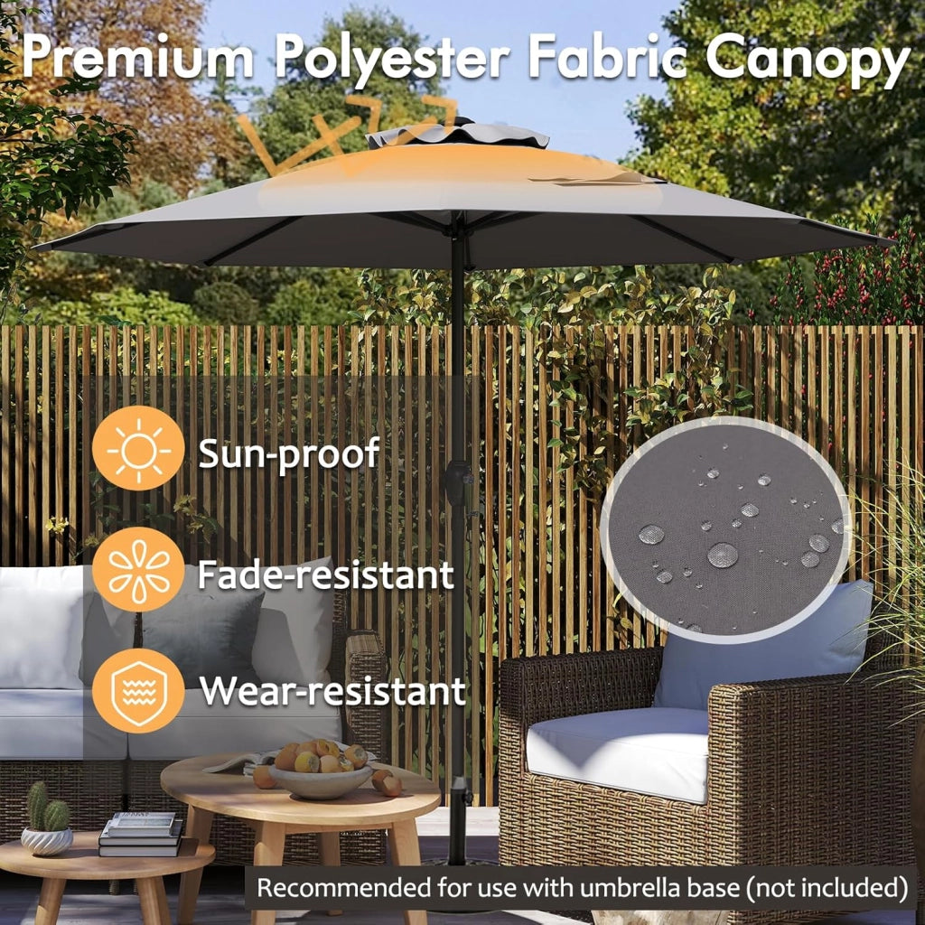 Ombrellone da Giardino Ø 260/360 cm con Manovella e 8 Stecche, Ombrellone Parasole Ventilato, Telaio in Metallo, Anti UV, da Esterno, Terrazzo, Spiaggia, Balcone, Mercato