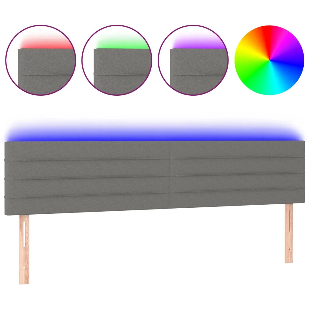 Testiera | Testata a LED Grigio Scuro 180x5x78/88 cm in Tessuto