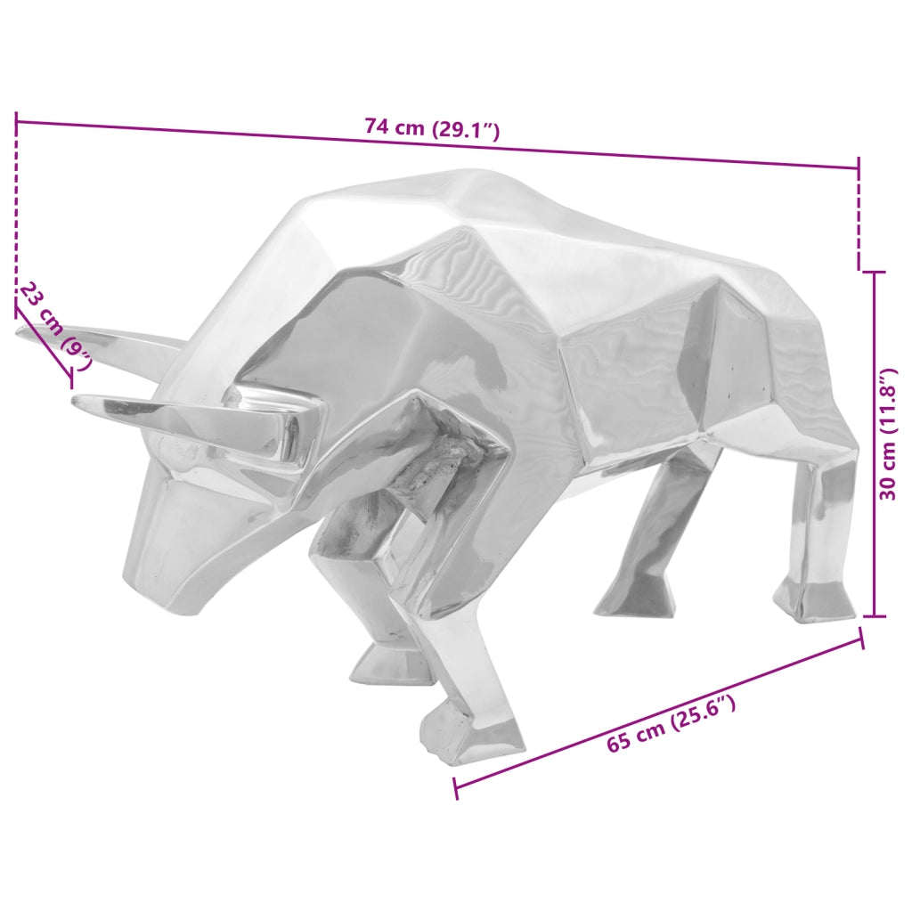 Scultura di toro  Argento 74x23x39 cm Alluminio