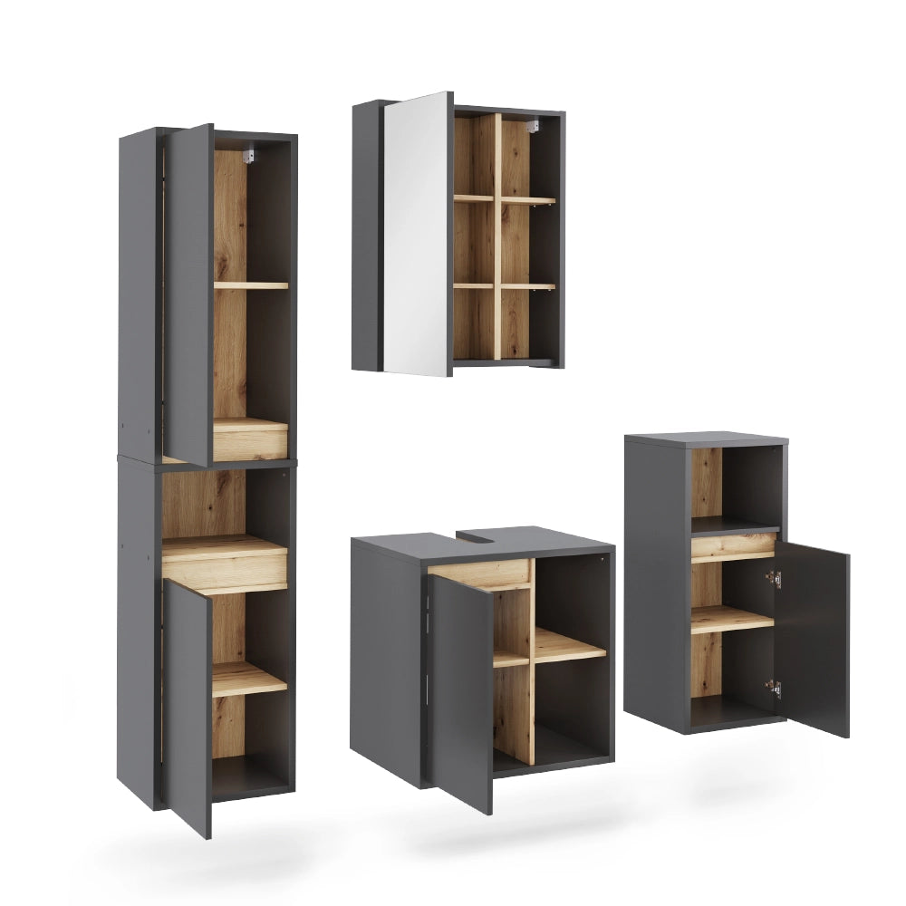 Vicco Set di mobili da bagno Grigio/Artisan 4 parti