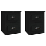 Set di 2 Comodini | Armadio da Notte | Mobiletto da notte a Parete Neri 41,5x36x53 cm