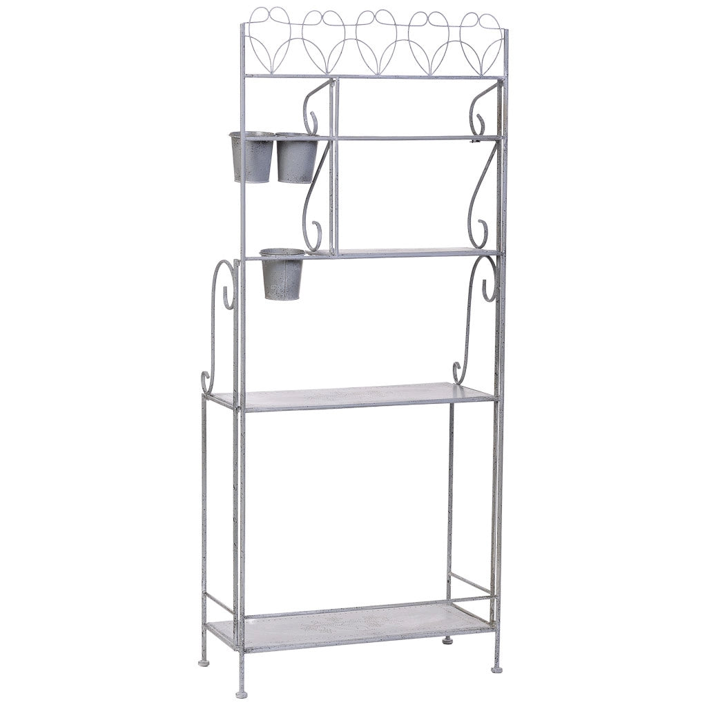 Espositore in metallo con 4 ripiani grigio 77,47x36,2x179,71h cm