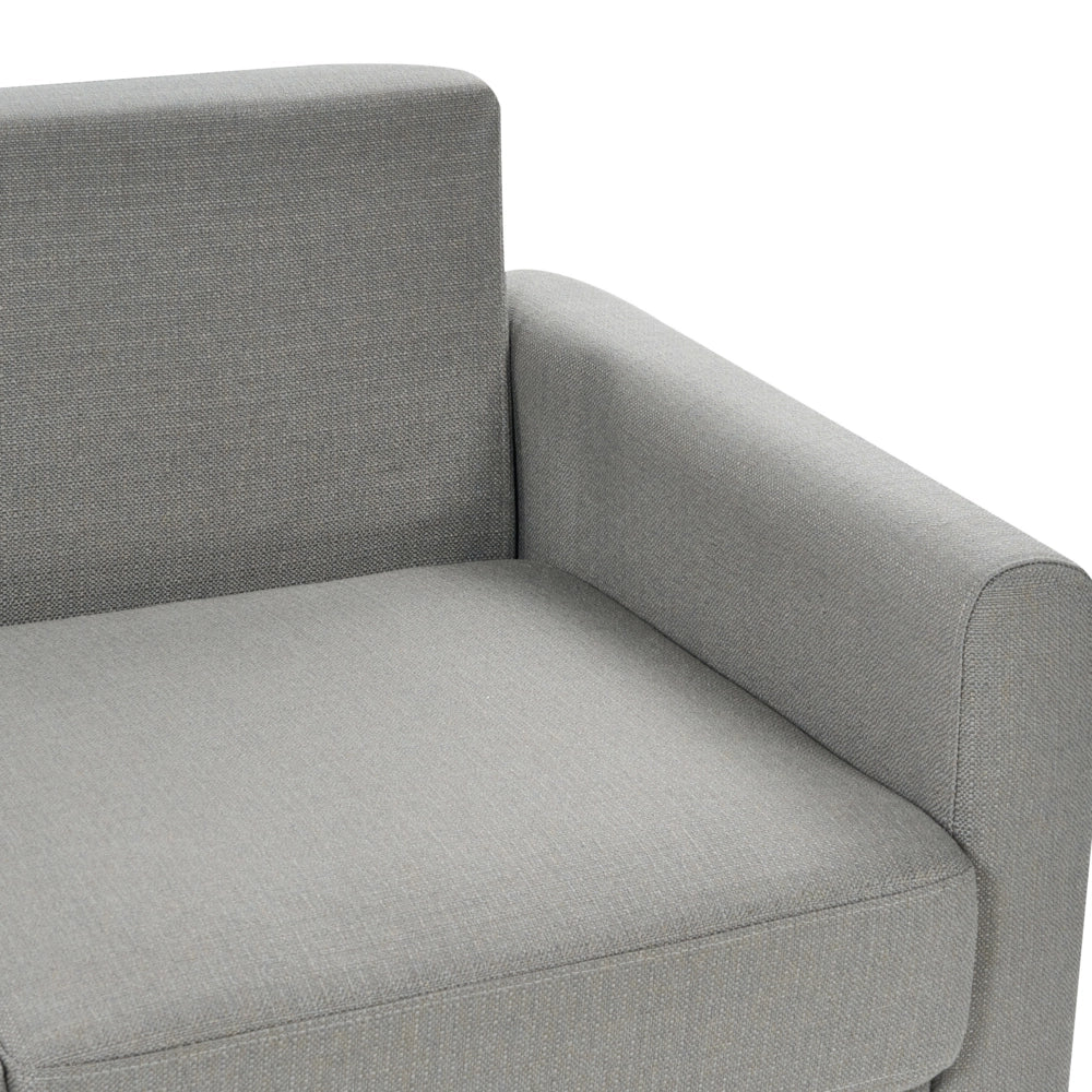 Divano angolare 3 posti destro imbottito in tessuto beige con funzione di dormiente e schienale imbottito estraibile Gambe in legno