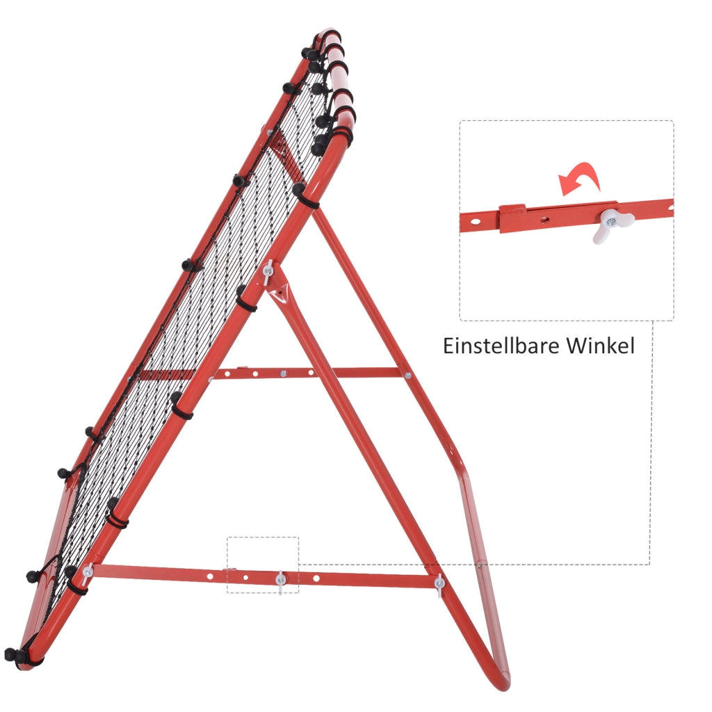 Rete di rimbalzo per calcio 96 x 80 x 96 cm, angolo regolabile, rosso-nero, ideale per allenamenti e partite