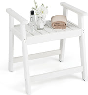 Sgabello da Bagno con Braccioli, Sgabello Doccia Impermeabile con Piedini Antiscivoli, Panca Versatile con Carico 150 kg, 58x52x61,5cm (Bianco)