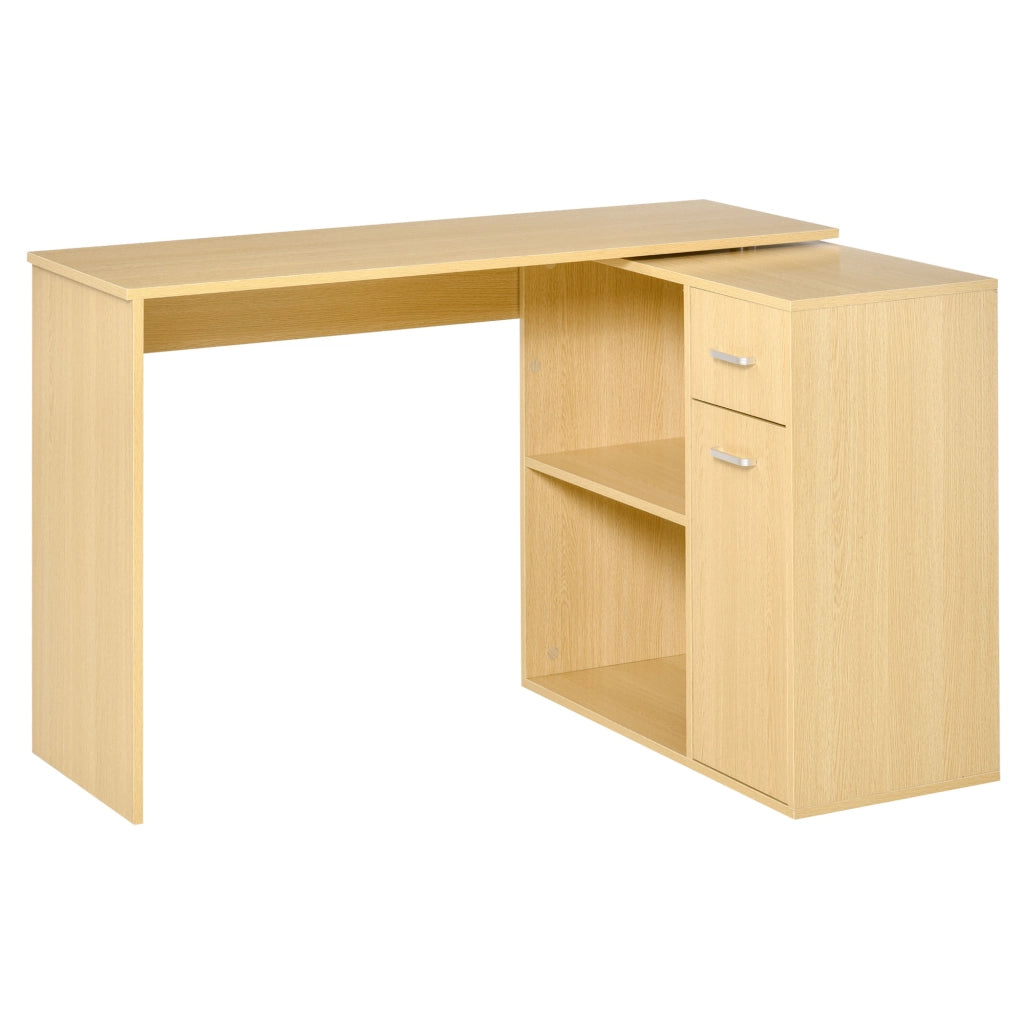 Scrivania per Computer con 2 Ripiani e 2 Cassetti ¨C Zephmum ¨C Rovere Legno 117x82x74 cm
