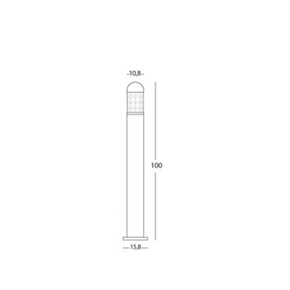 Palo Da Esterno Moderno H100Cm Torch Alluminio E Vetro Grigio 1 Luce E27