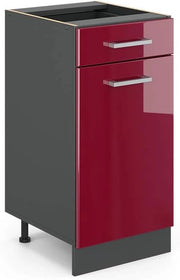 Mobiletto base per cucina R-Line, Rosso lucido, 40 cm senza piano di lavoro, per la libera combinazione all'interno di sistemi cucina modulari