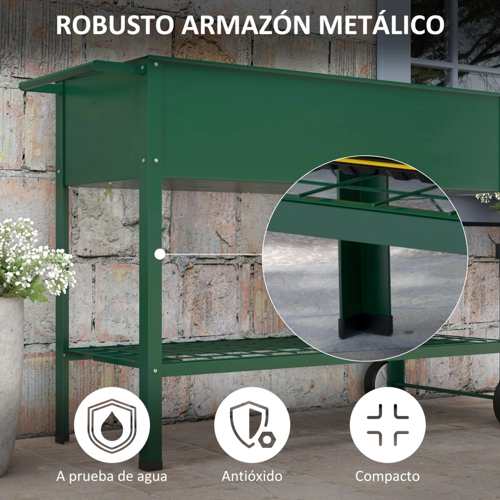Huerto Urbano Elevado ¨C Zephmum ¨C Verde con 2 Ruedas 109x44x80 cm