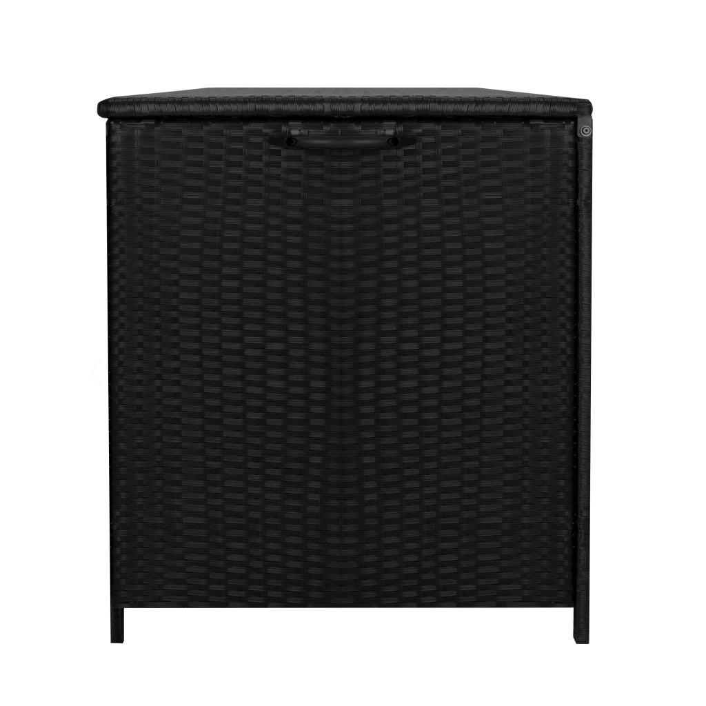 Box Contenitore Rattan Giardino 700L Nero Baule Esterno con Rivestimento