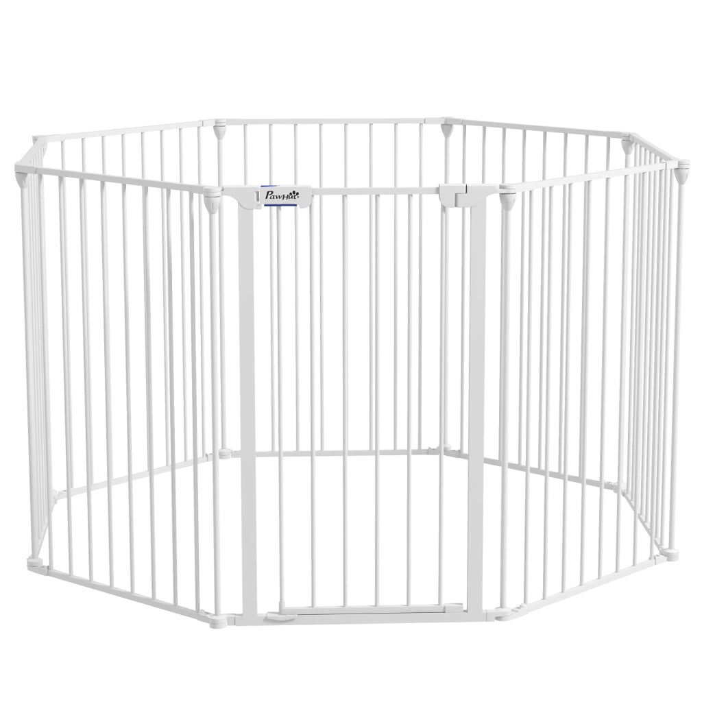 Recinto per Animali Domestici 8 Pannelli ¨C Xylo ¨C 64x90 cm Doppia Serratura Bianco