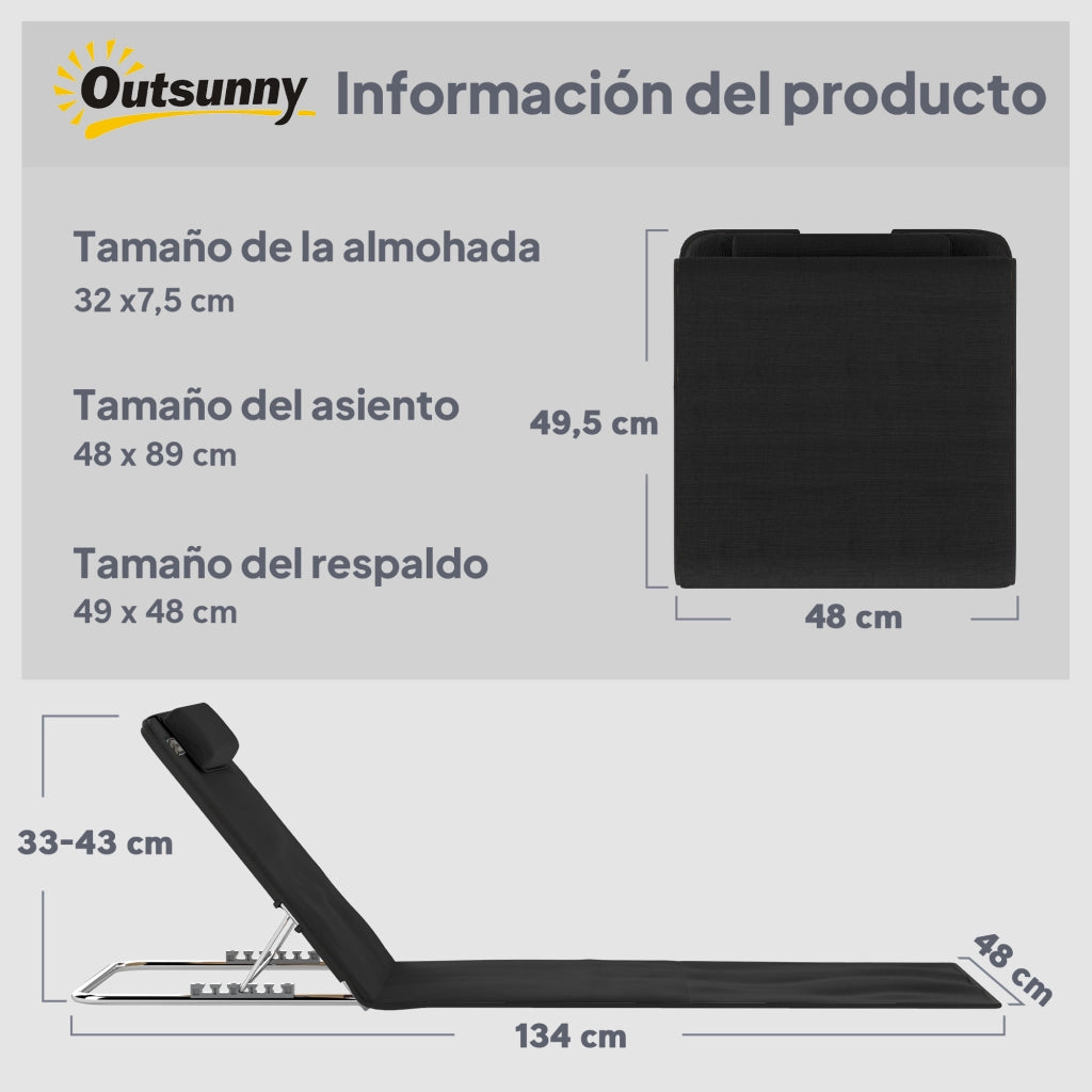 Divano 2 posti reclinabile con poggiatesta ¨C zephmum ¨C nero 134x48x33-43 cm