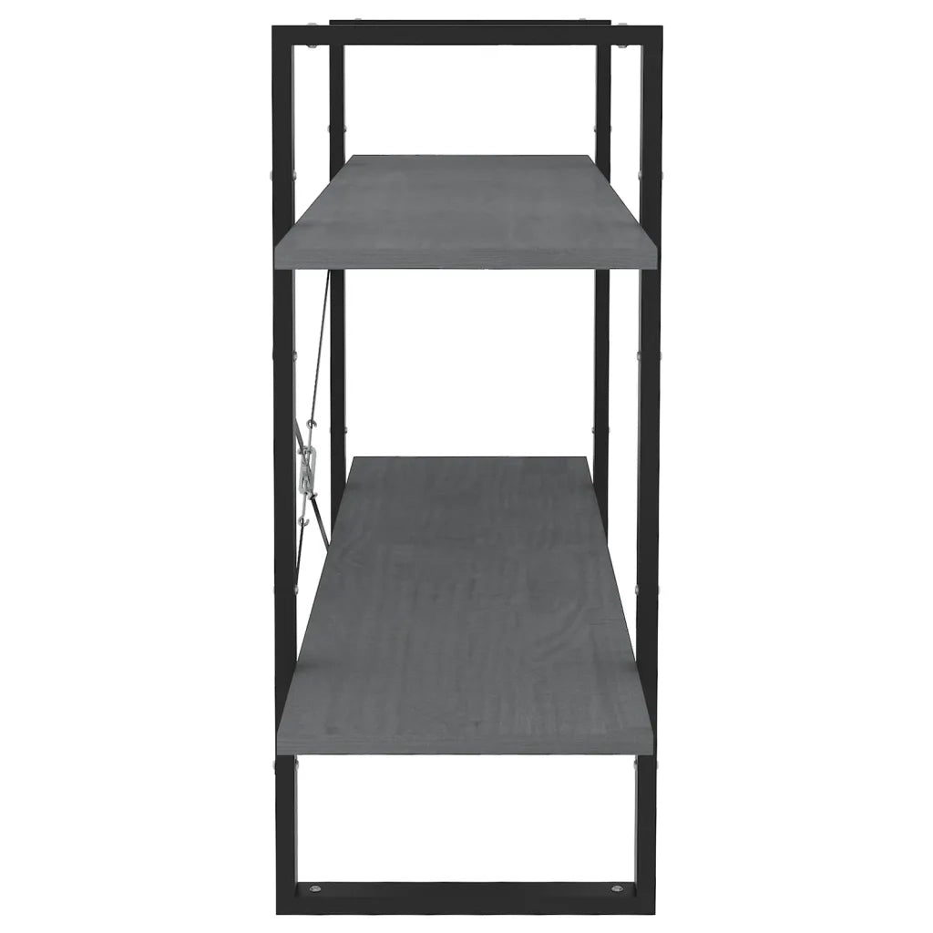 Libreria a 2 Ripiani-Scaffale per Libri-Mobile di Stoccaggio Grigia 100x30x70 cm in Massello di Pino
