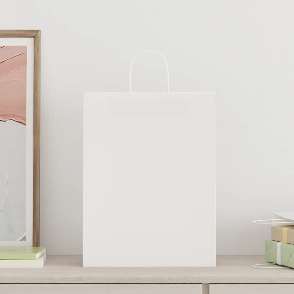 vidaXL Sacchetti di Carta 50 pz con Manici Bianchi 32x12x42 cm