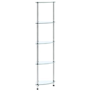 Scaffale a 5 Livelli Trasparente 30x30x130cm in Vetro Temperato