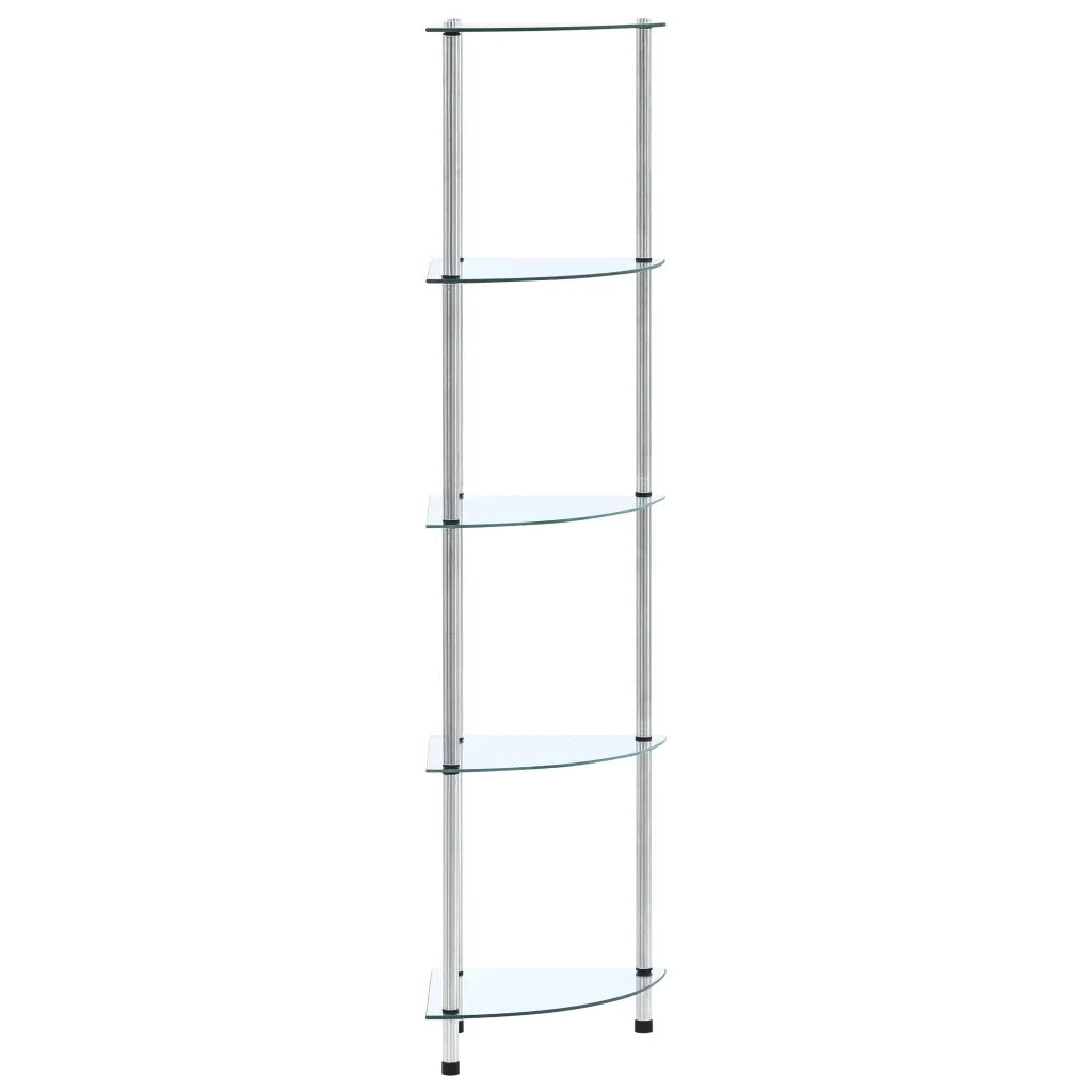 Scaffale a 5 Livelli Trasparente 30x30x130cm in Vetro Temperato