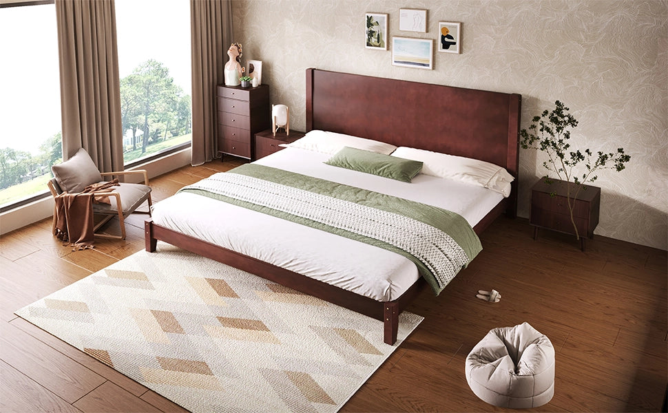 Letto matrimoniale 180 × 200 cm con testiera e supporto a doghe, senza materasso, in MDF e legno, marrone