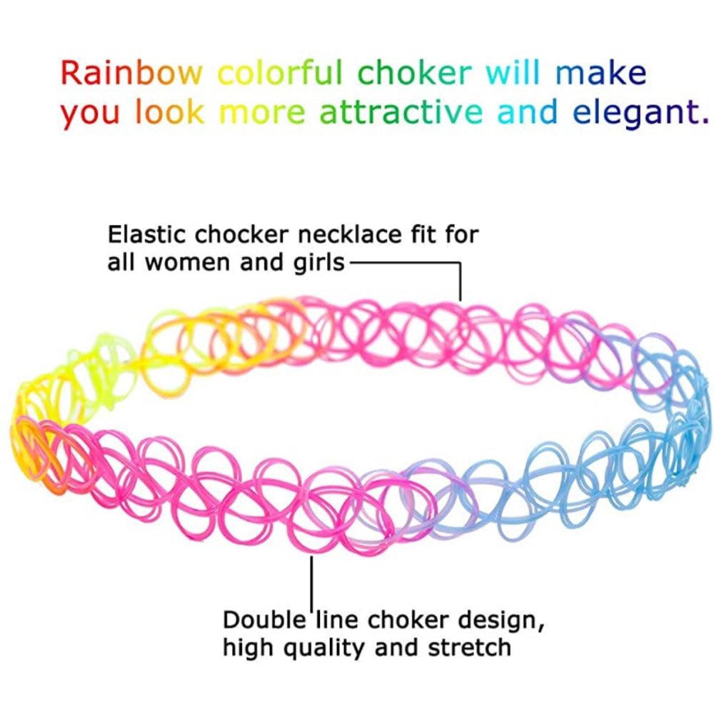 Trade Shop - Collane Collana Girocollo Gomma Stretch Moda Gotico Elastico Effetto Tatoo Hype -