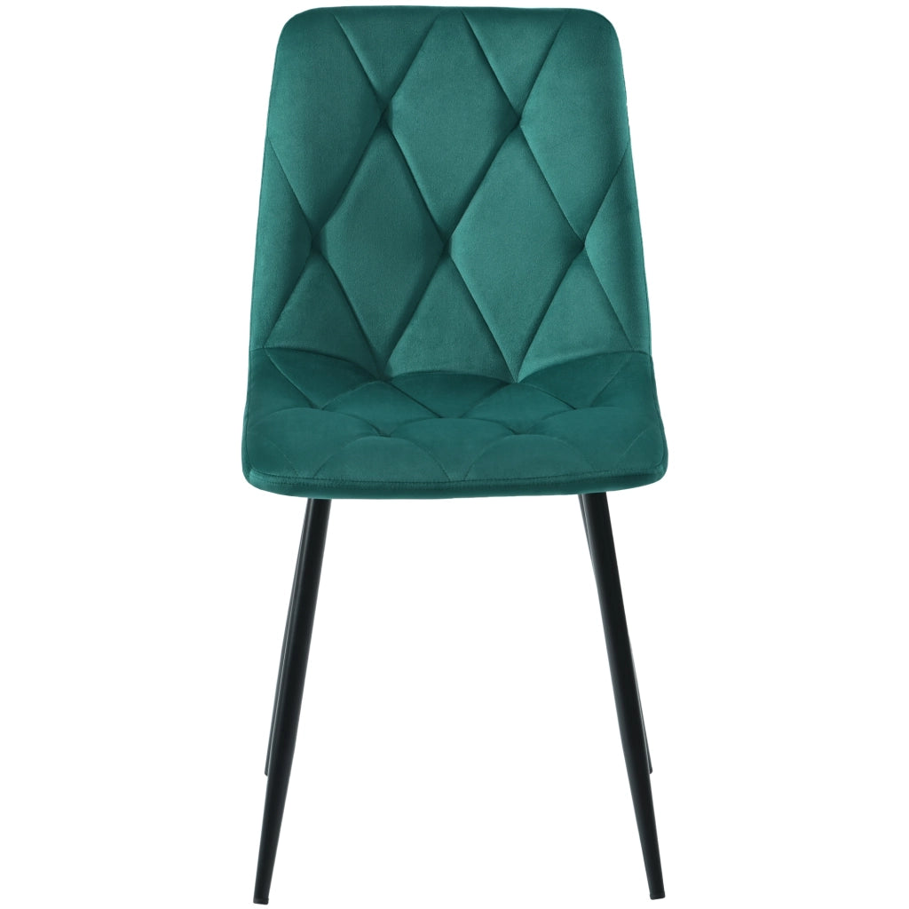 Sedia da pranzo Set da 4 con schienale imbottito, in velluto, verde scuro