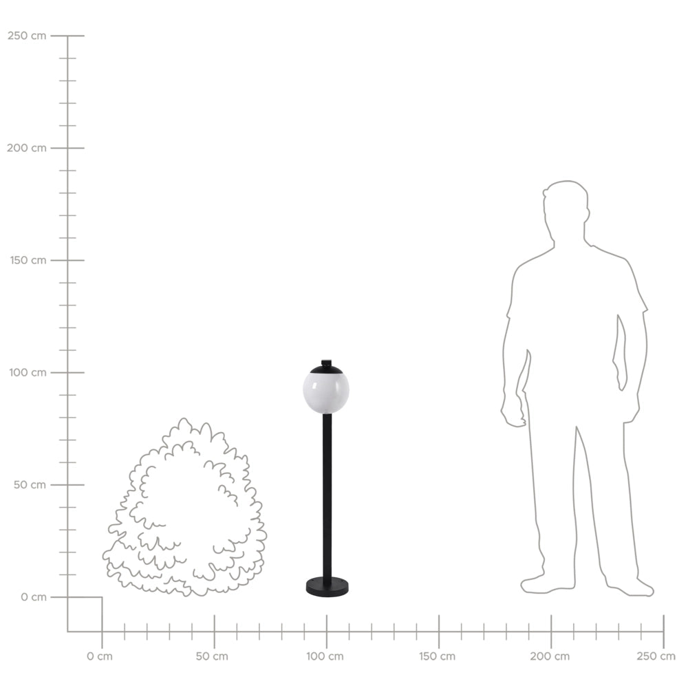 Lampione Dissuasore di luce in alluminio nero da 105 cm Lampada da giardino per esterni Illuminazione di design moderno
