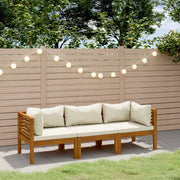 Divano da Giardino a 3 Posti con Cuscino Crema Massello Acacia 3086932