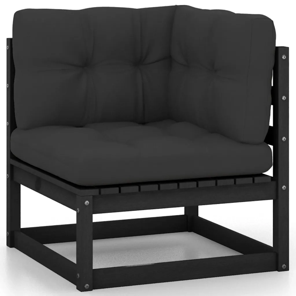 Set Divani da Giardino 2 pz | Set Salotto da Giardino con Cuscini Massello di Pino Nero