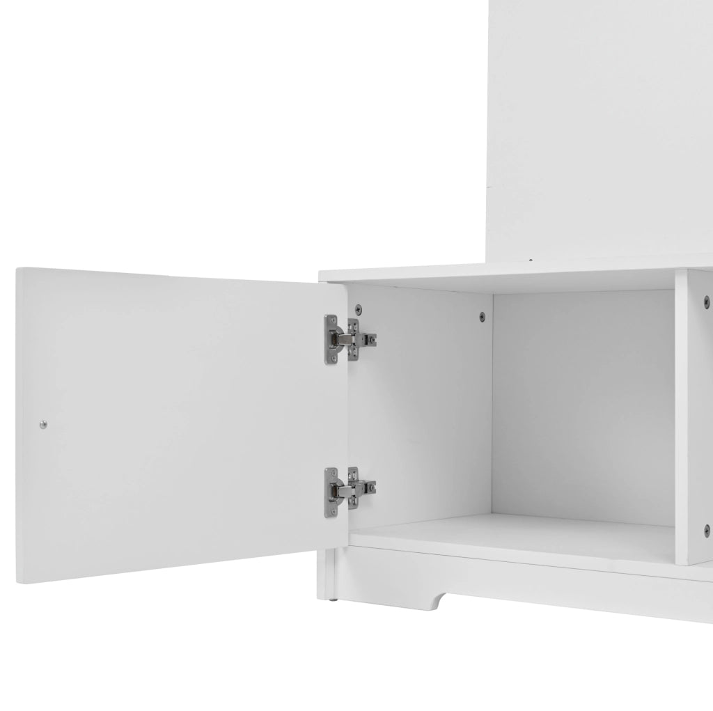 Mobile ingresso multifunzione 100 x 40 x 180 cm con specchio; 5 ganci; 2 vani; bianco